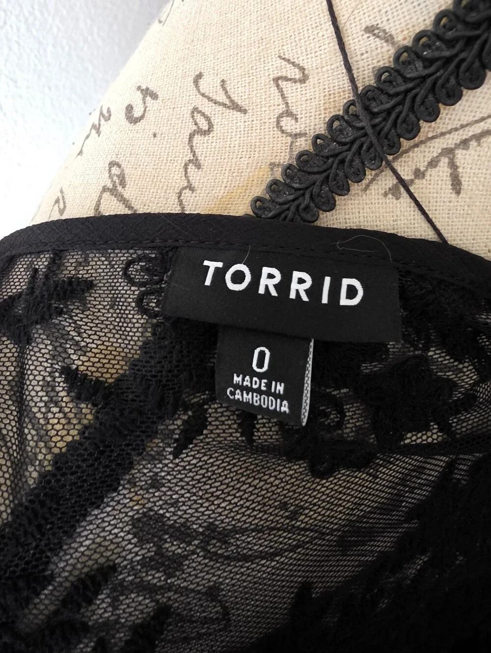 Torrid Sheer Black Lace Trim Button-Front Blouse